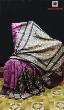 Pure Silk Kantha Batik Saree