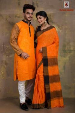 Jharana Khadi Cotton Couple Set ( Saree & Panjabi )