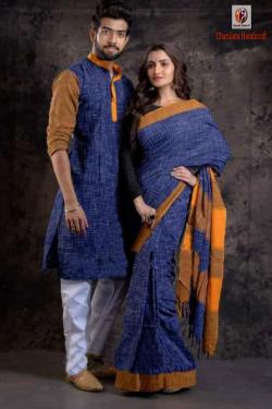 Jharana Khadi Cotton Couple Set ( Saree & Panjabi )